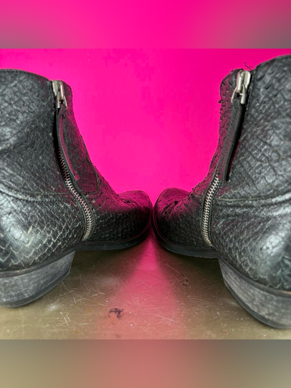 Golden Goose Young Python Embossed Black Leather Metal Toe Ankle Boot EU 36 - Picture 6 of 8